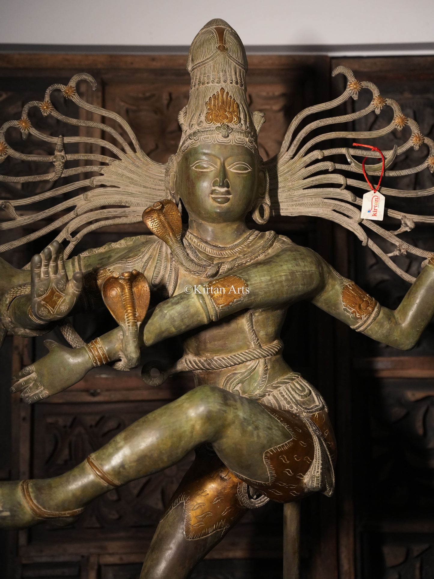 Lord Nataraja Brass Sculpture | Antique Green Finish | 5ft