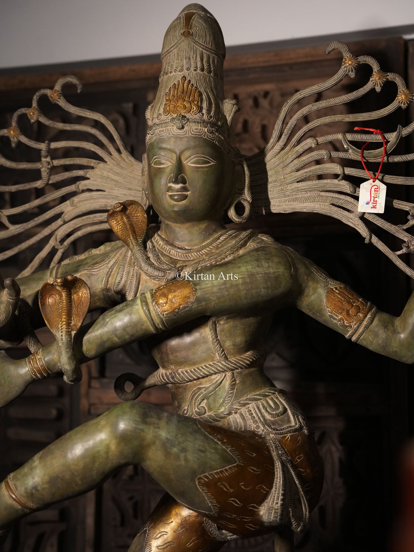 Lord Nataraja Brass Sculpture | Antique Green Finish | 5ft
