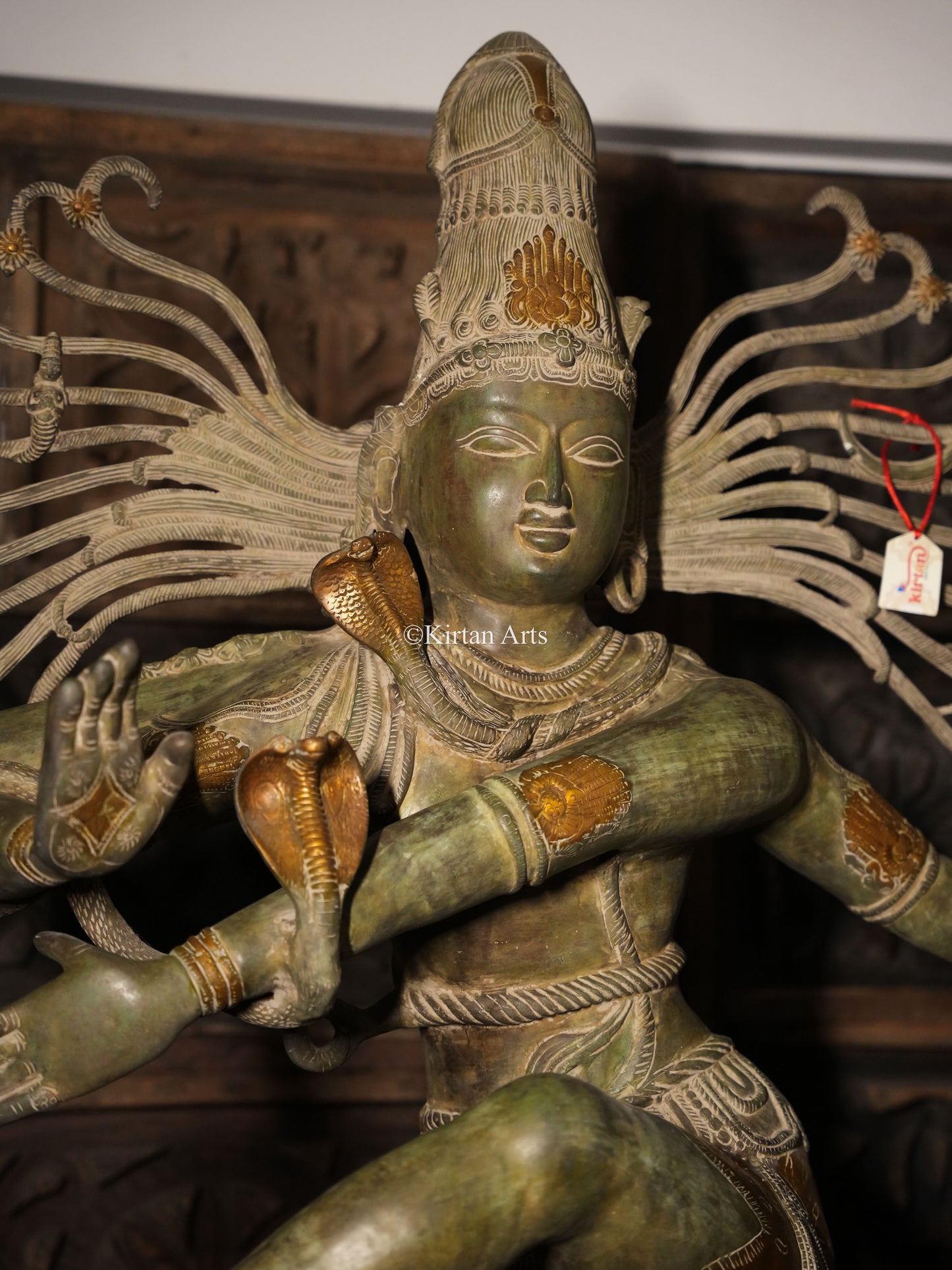 Lord Nataraja Brass Sculpture | Antique Green Finish | 5ft
