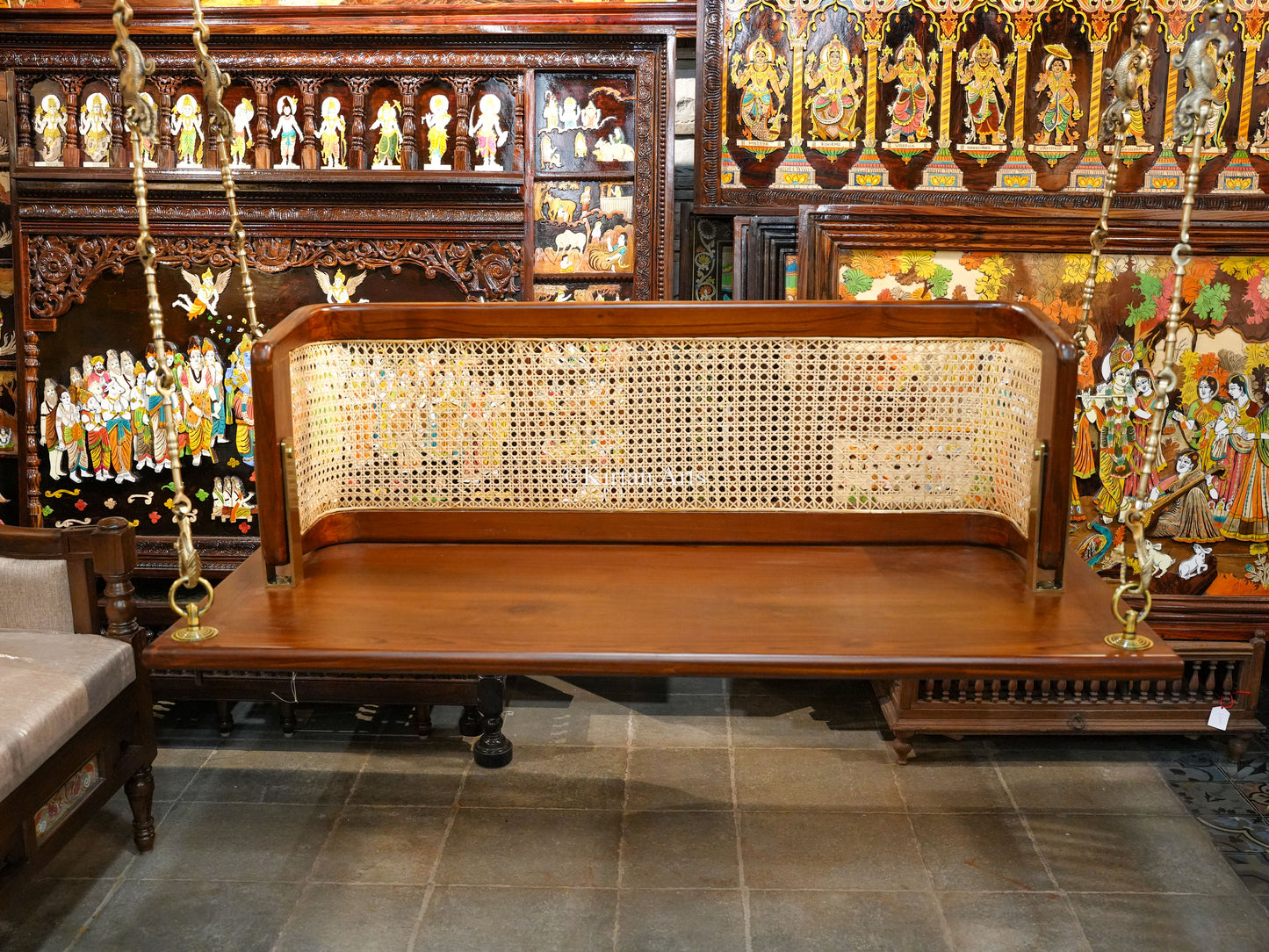 Teakwood Swing/Jhula/ Oonjal | Reversible Backrest | 5x2 ft | Original Cane work