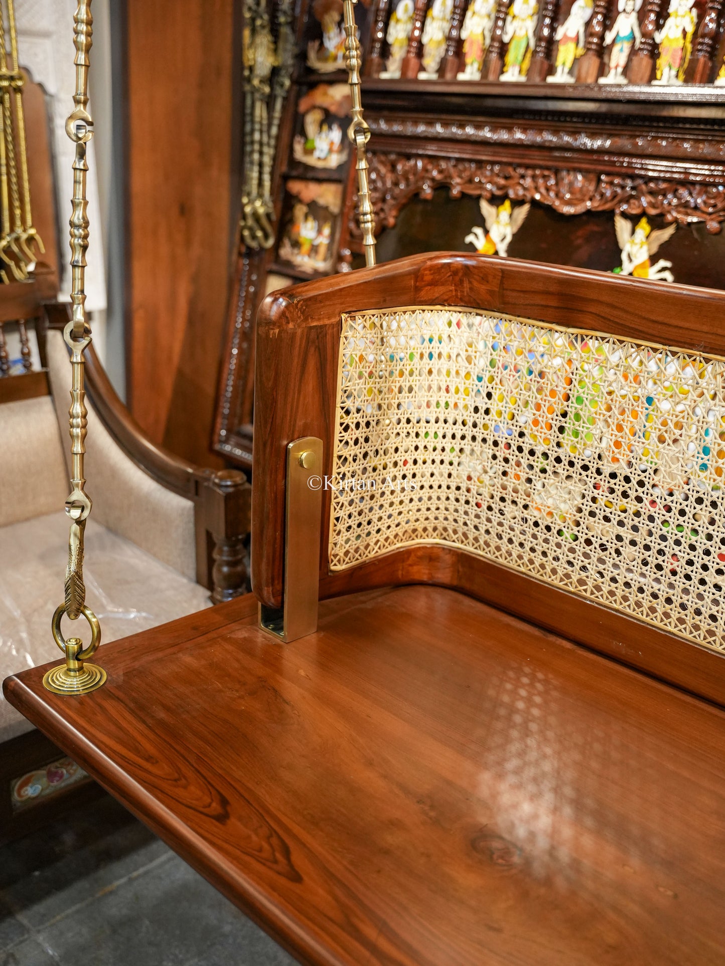 Teakwood Swing/Jhula/ Oonjal | Reversible Backrest | 5x2 ft | Original Cane work