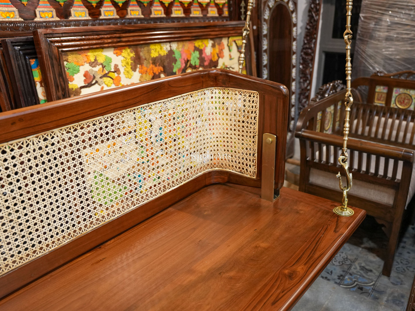 Teakwood Swing/Jhula/ Oonjal | Reversible Backrest | 5x2 ft | Original Cane work