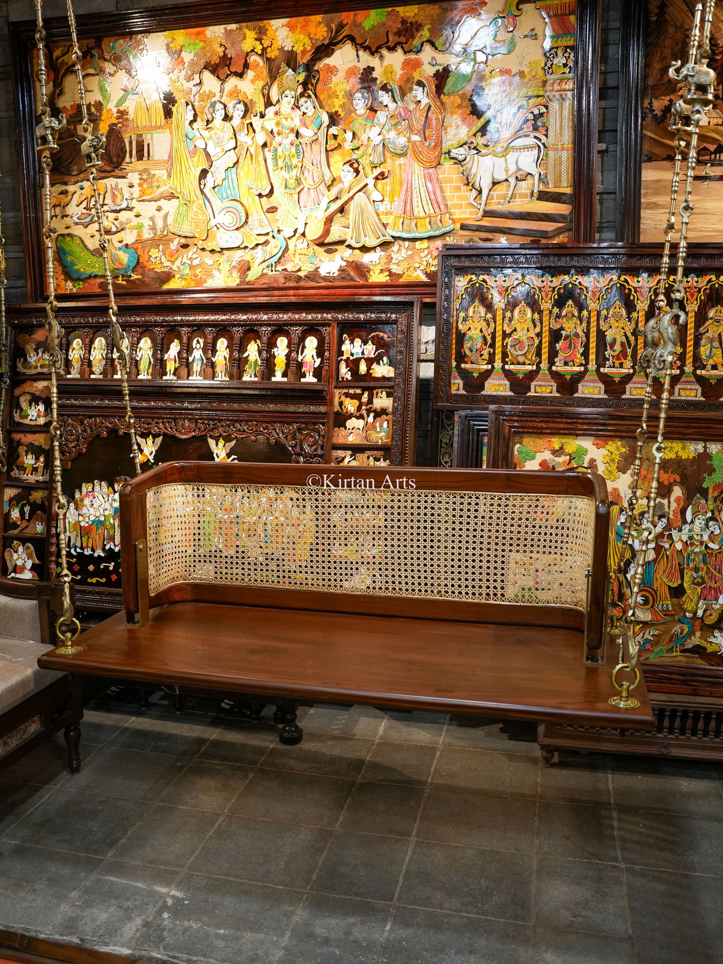 Teakwood Swing/Jhula/ Oonjal | Reversible Backrest | 5x2 ft | Original Cane work