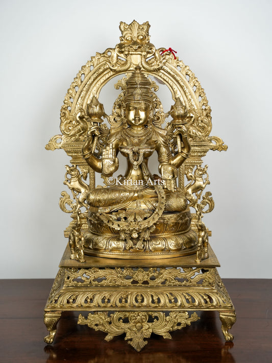 28" Large Bronze Goddess Lakshmi | Hoysala Art | Prabhavali