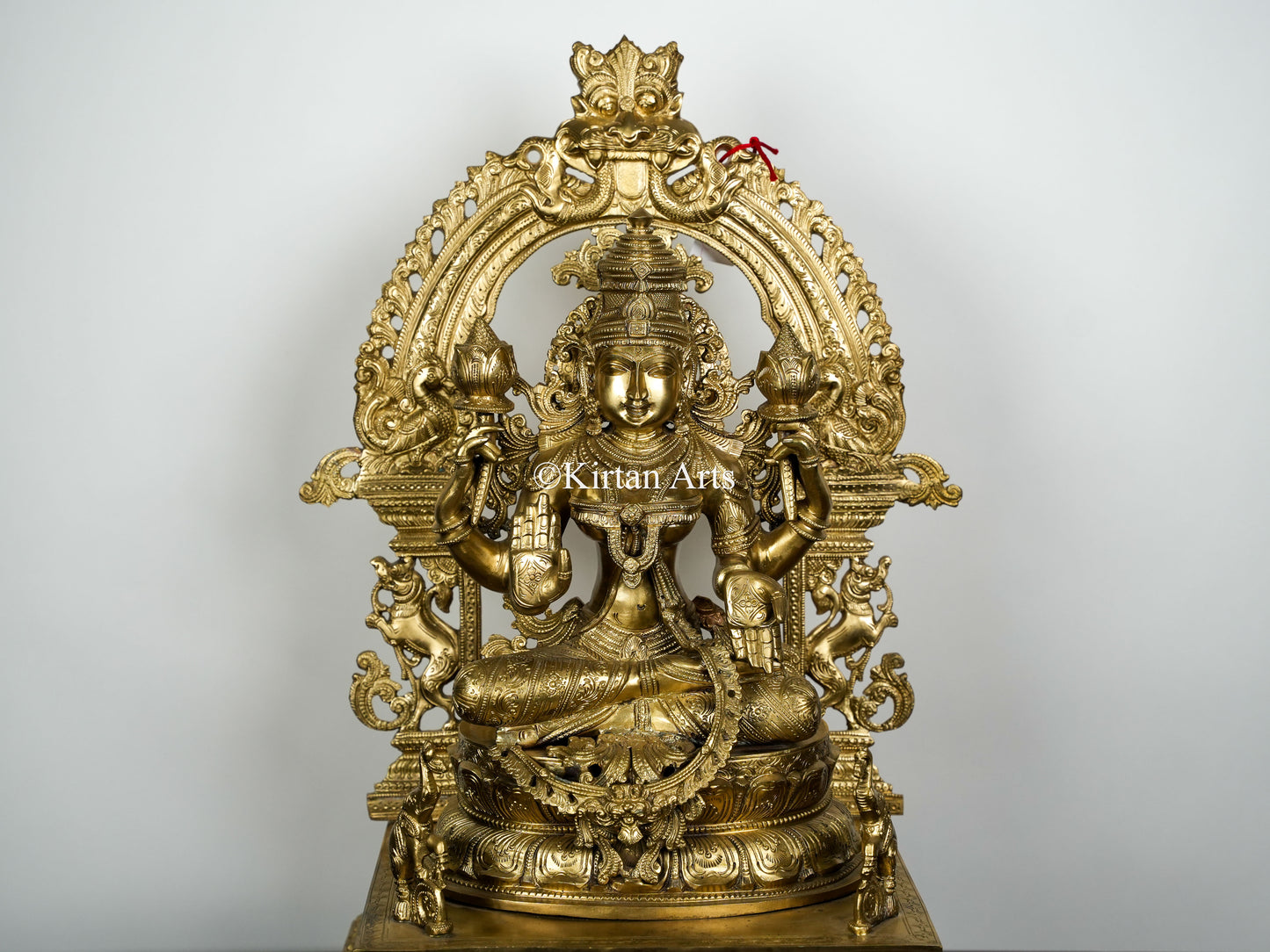 28" Large Bronze Goddess Lakshmi | Hoysala Art | Prabhavali