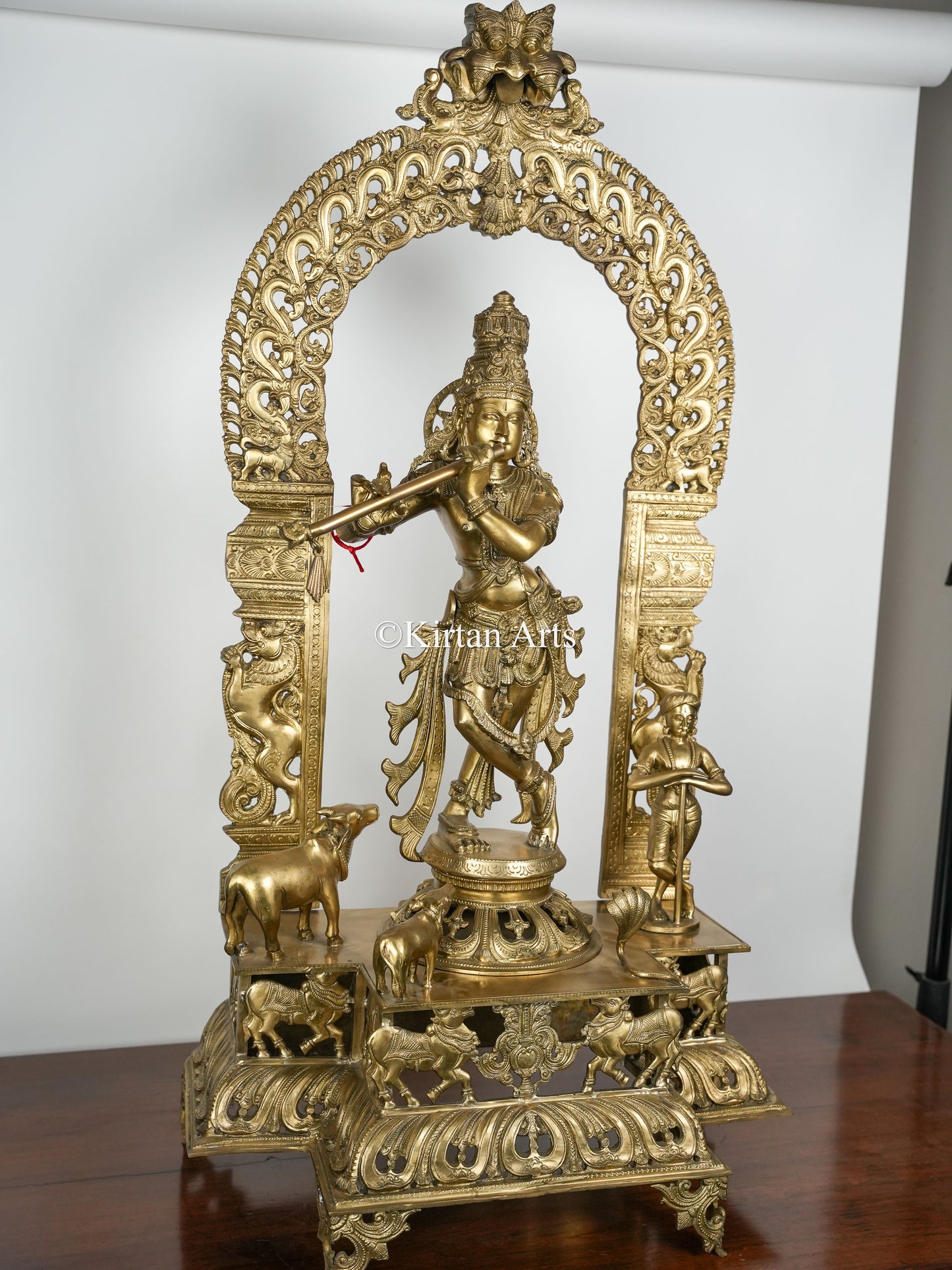 43" Large Bronze Lord Krishna with Prabhavali | Hoysala Art | 55kg