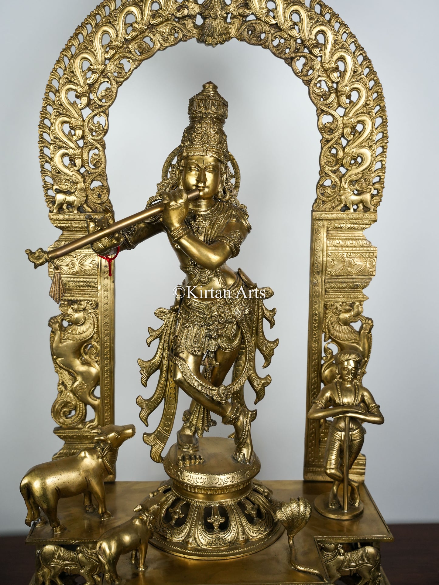 43" Large Bronze Lord Krishna with Prabhavali | Hoysala Art | 55kg