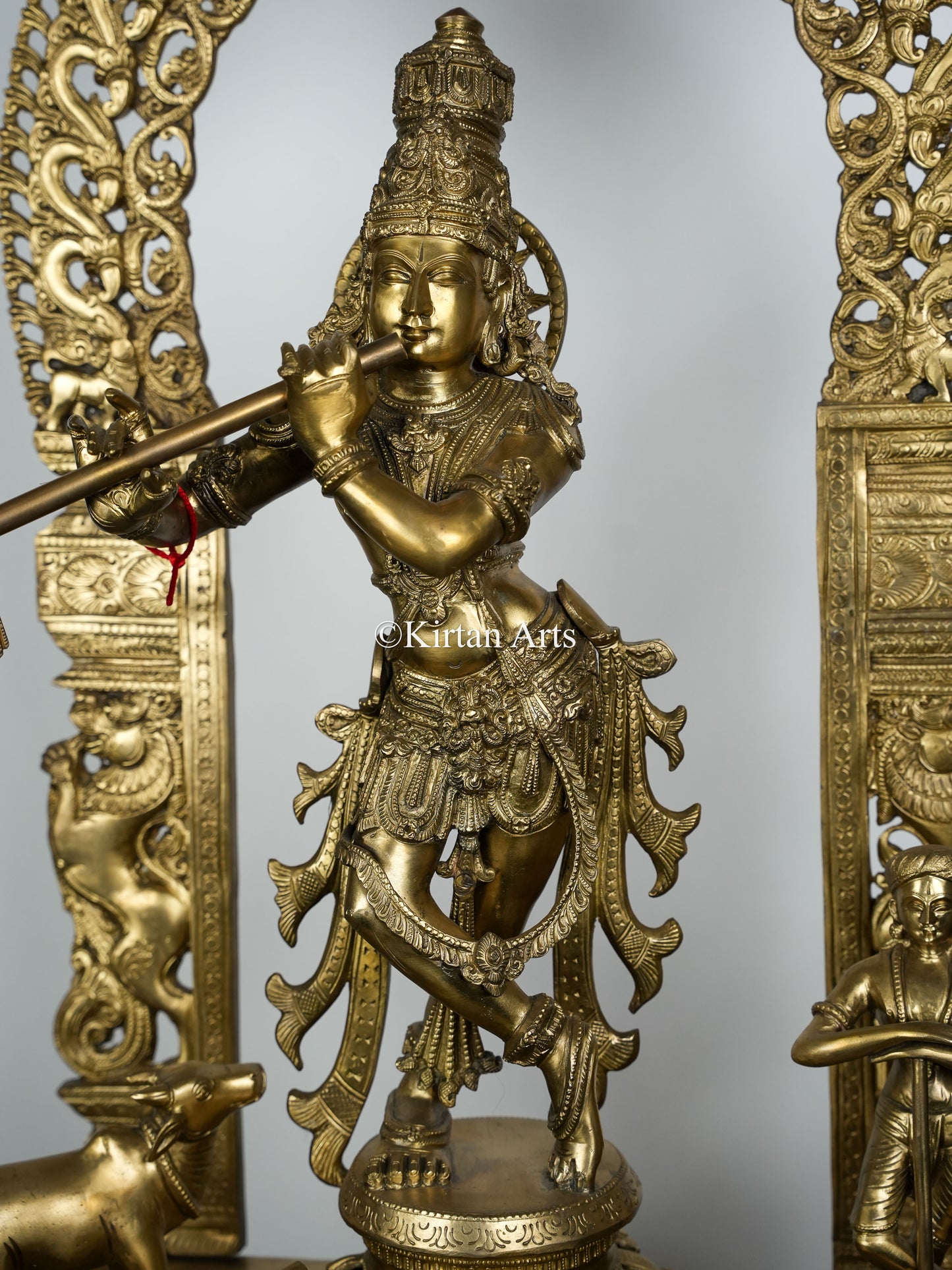 43" Large Bronze Lord Krishna with Prabhavali | Hoysala Art | 55kg