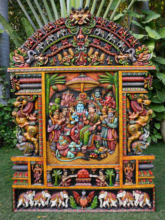 Ramar Pattabhishekam Wooden Panel | Festive Colors | 7x5 ft