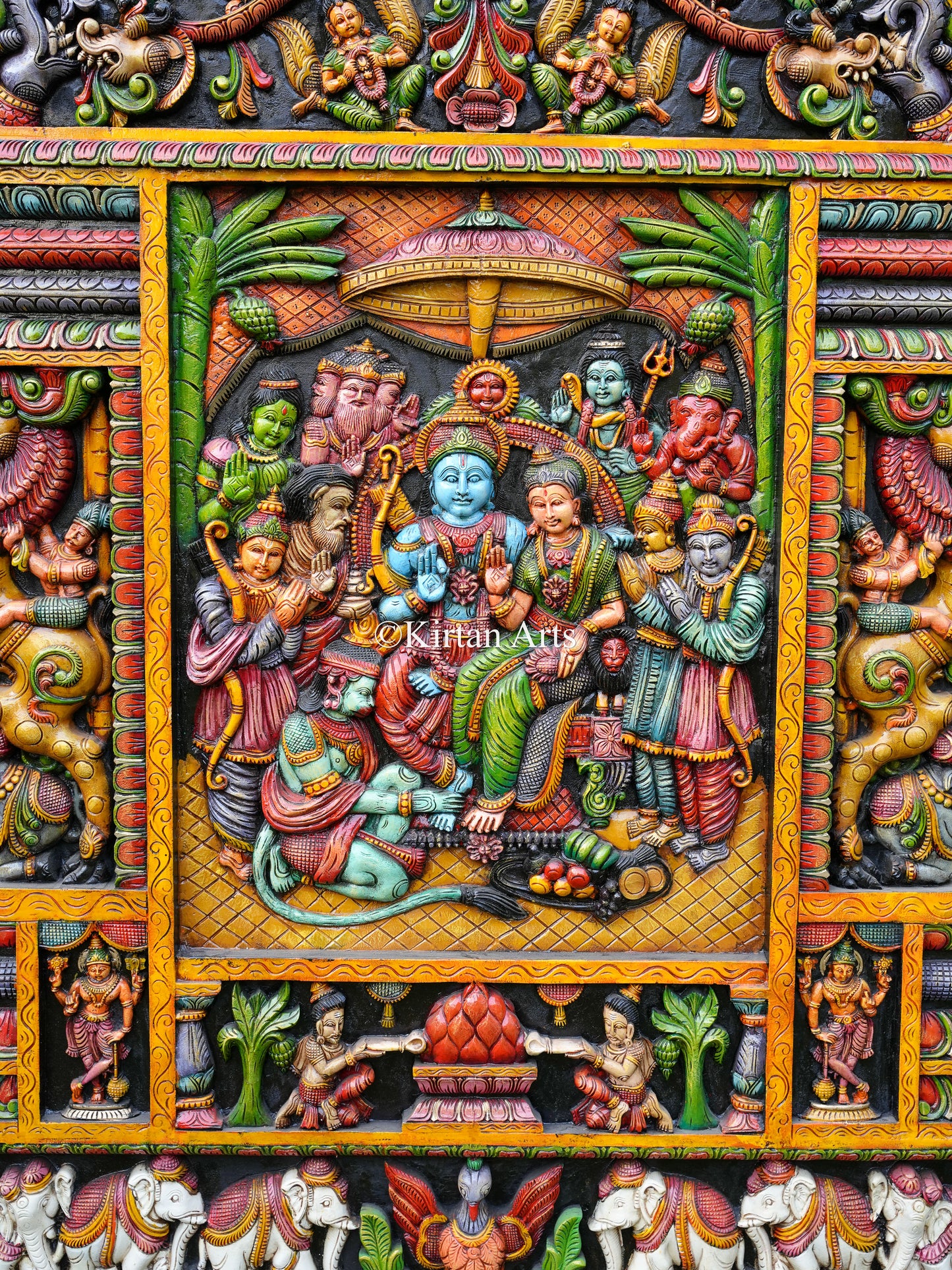 Ramar Pattabhishekam Wooden Panel | Festive Colors | 7x5 ft