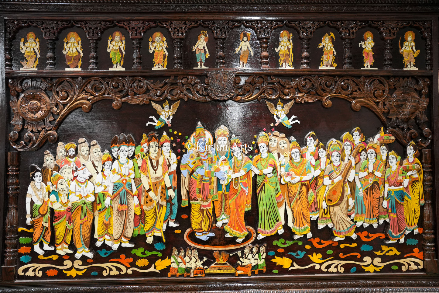 Srinivasa Kalyanam Rosewood Panel | 8x4 ft | 3D Embossed