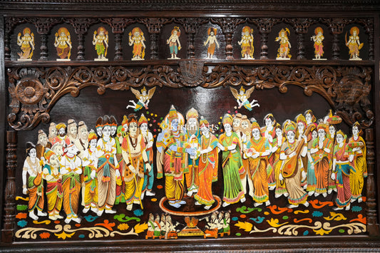 Srinivasa Kalyanam Rosewood Panel | 8x4 ft | 3D Embossed