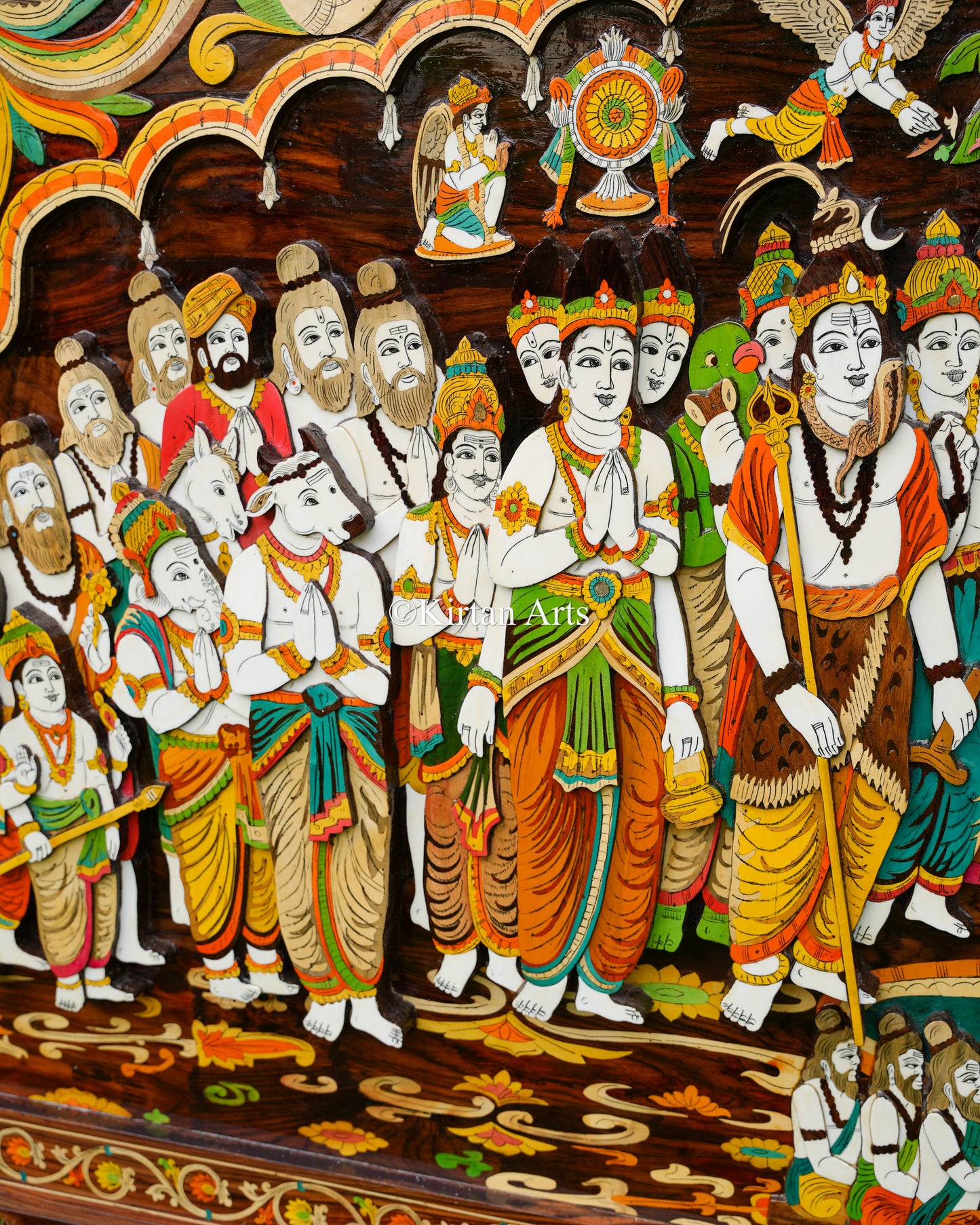 Srinivasa Kalyanam Rosewood Panel | 3D Embossed | 8x4 ft | Floral Inlay