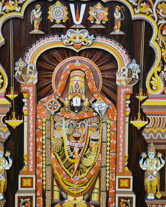 Lord Balaji Rosewood Panel | 4x3 ft | 3D Embossed | Finework