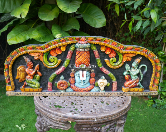 Hand-Carved Lord Venkateswara (Balaji) Wall Panel | 36"