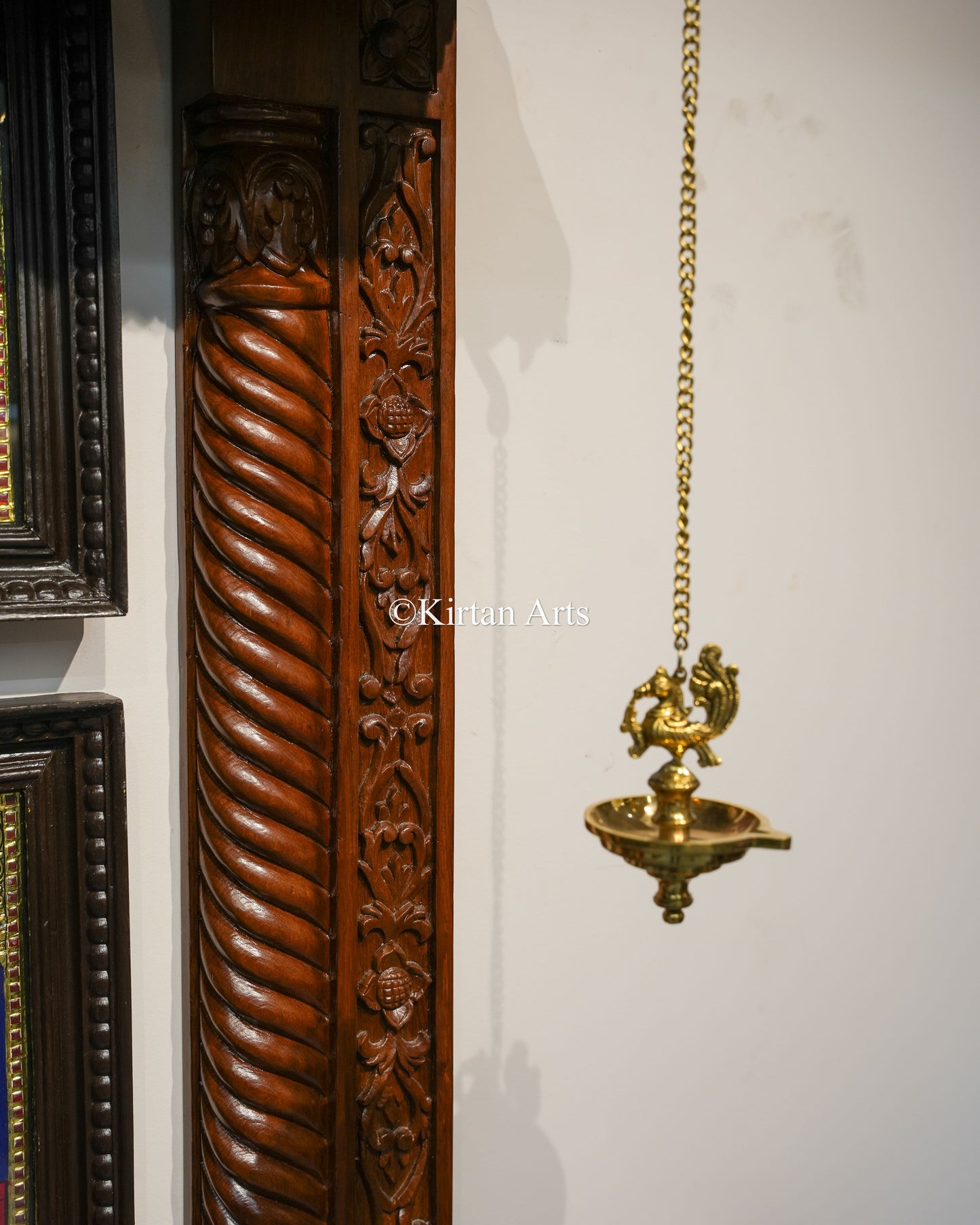 Teakwood Hand-Carved Wall Mandir | 84x60x13 Inches