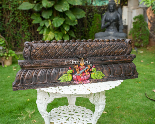 Hand-Carved Goddess Saraswati Gopuram Panel | 36"