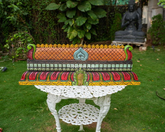 Hand-Carved Temple Gopuram Panel | 36" | Handpainted