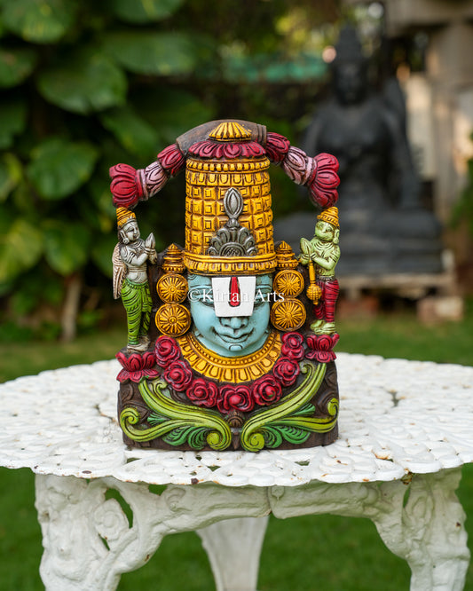 Hand-Carved Lord Venkateswara (Balaji) Divine Face Mount | 14"