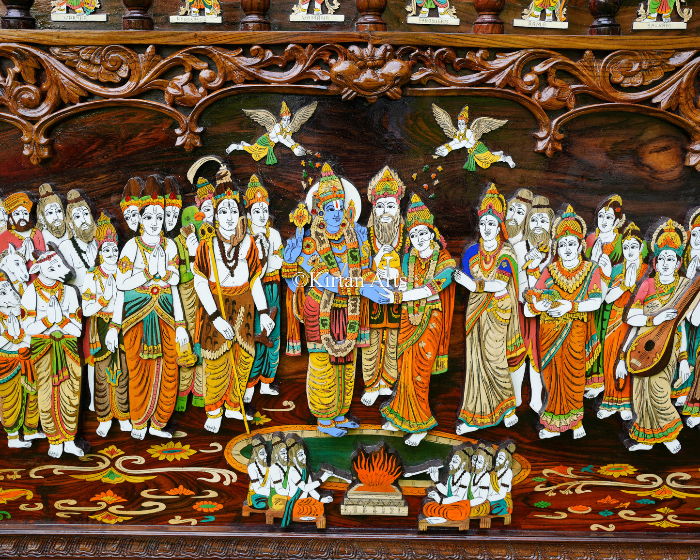 Grand 8ft Rosewood Srinivasa Kalyanam Panel – Hand-Carved Heritage Masterpiece with Dasavatar & Ashtalakshmi