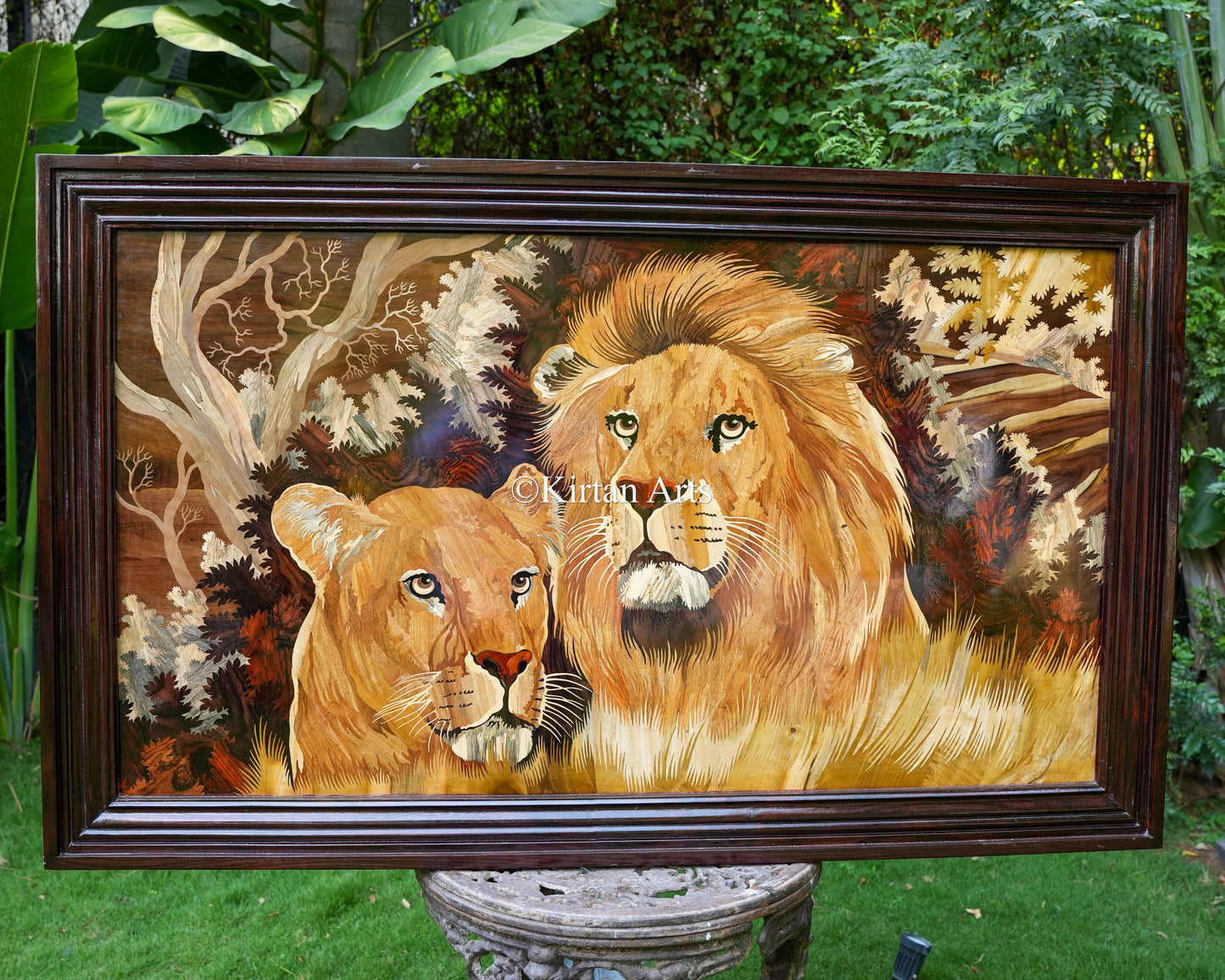 Grand 5ft Rosewood Inlay Panel – Detailed Wildlife Artistry in Natural Woods | 3x5 ft