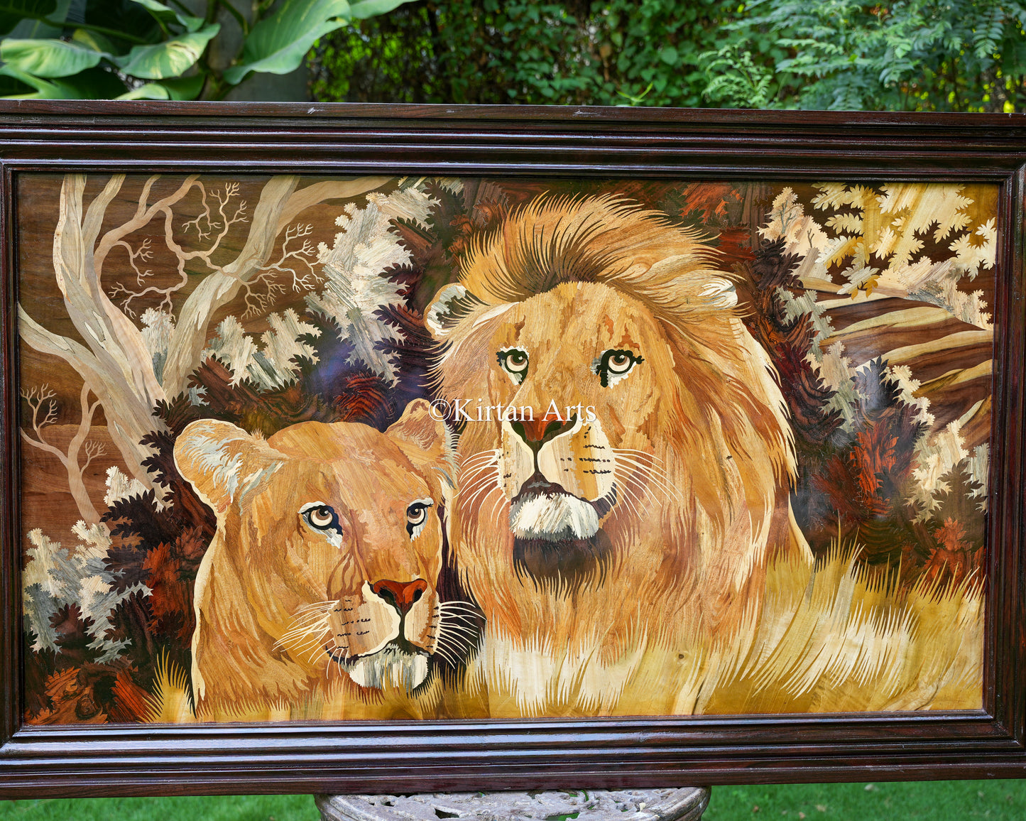 Grand 5ft Rosewood Inlay Panel – Detailed Wildlife Artistry in Natural Woods | 3x5 ft
