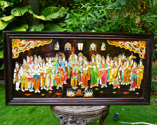 Grand 4ft Rosewood Srinivasa Kalyanam Panel | 3D Embossed Artwork