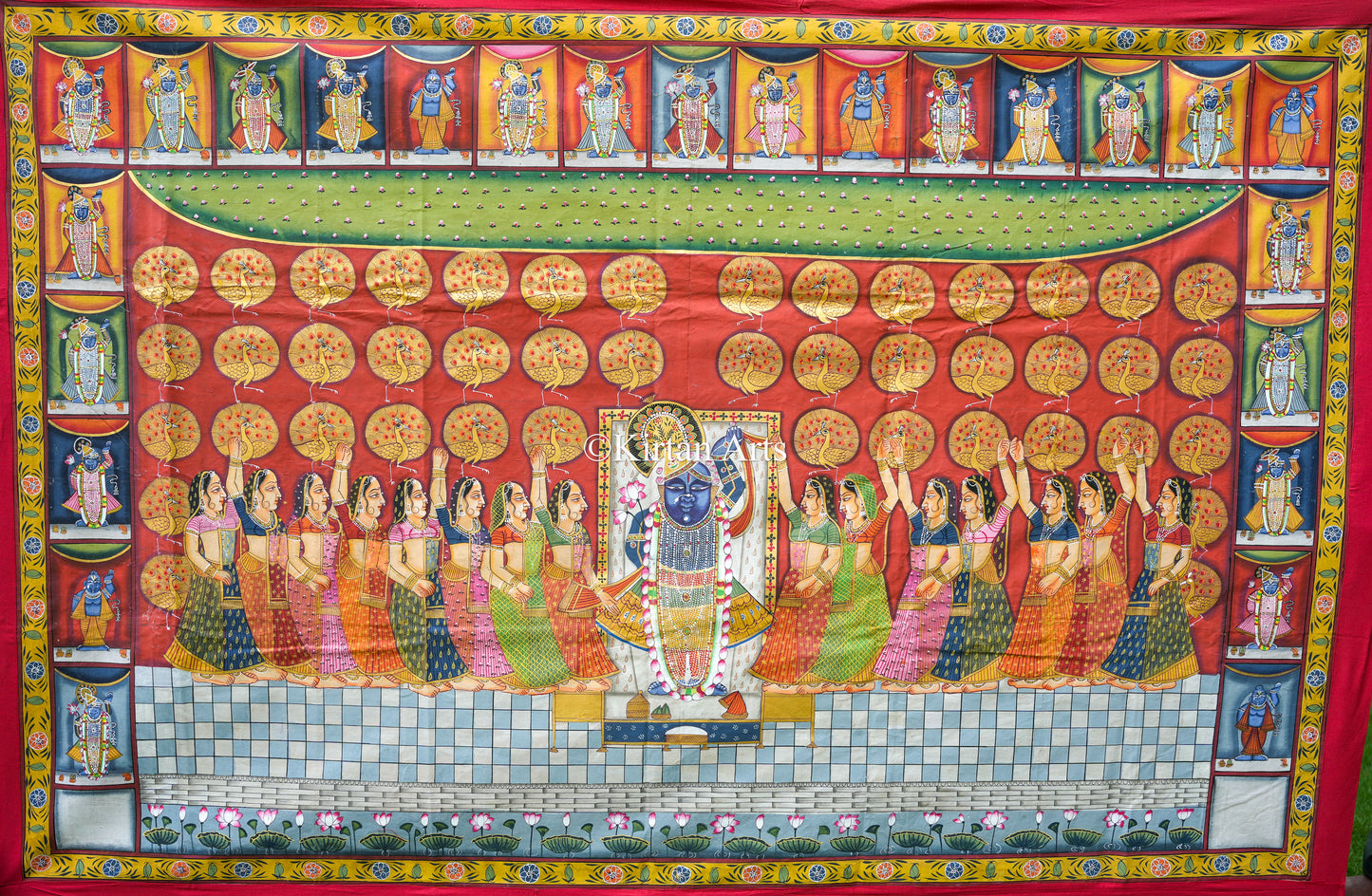 Grand 6ft x 4ft Shrinathji Raas Leela Pichwai – Hand-Painted Heritage Textile