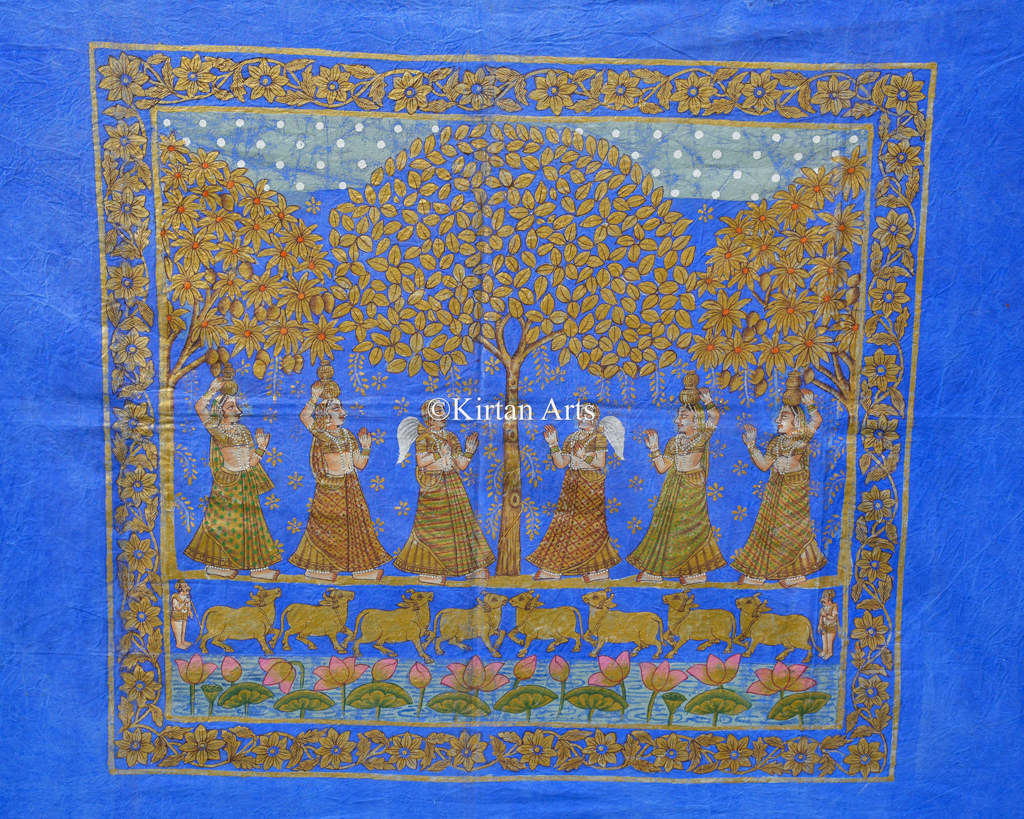2ft x 2ft Deccan Antique Pichwai – Hand-Painted with Original Silver Leaf