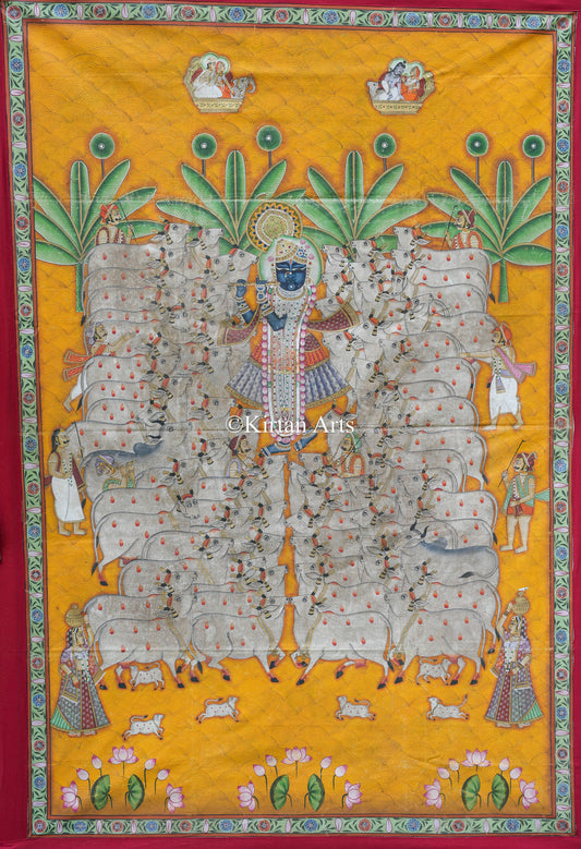 Shrinathji Gopashtami Pichwai | Antique Finish | 6x4 ft