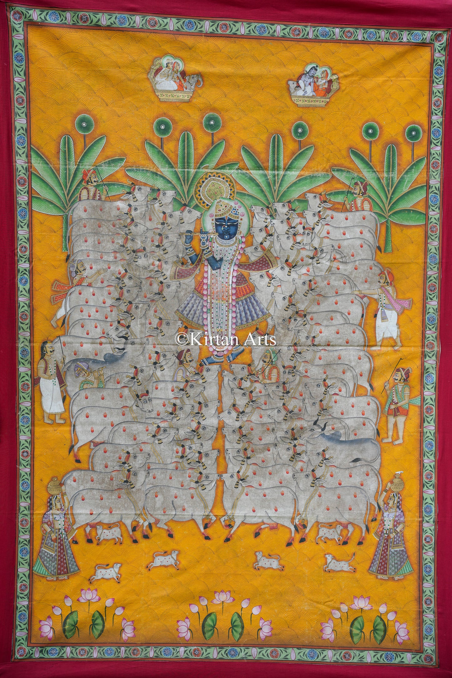 Shrinathji Gopashtami Pichwai | Antique Finish | 6x4 ft