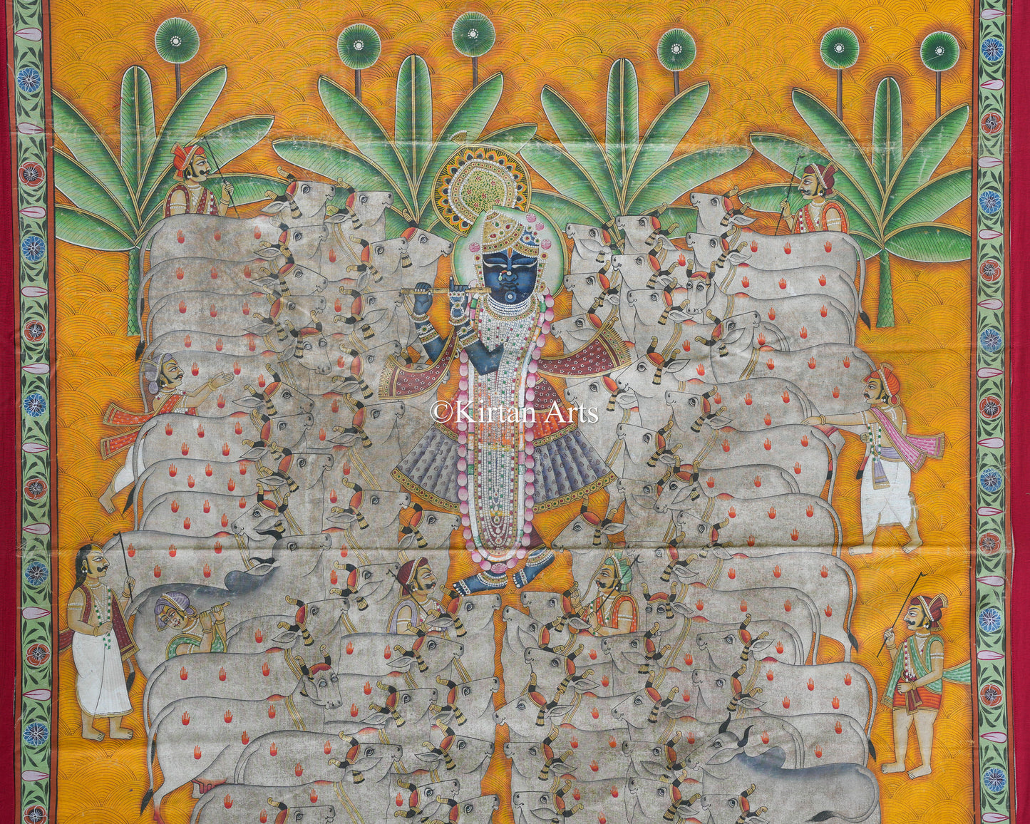 Shrinathji Gopashtami Pichwai | Antique Finish | 6x4 ft