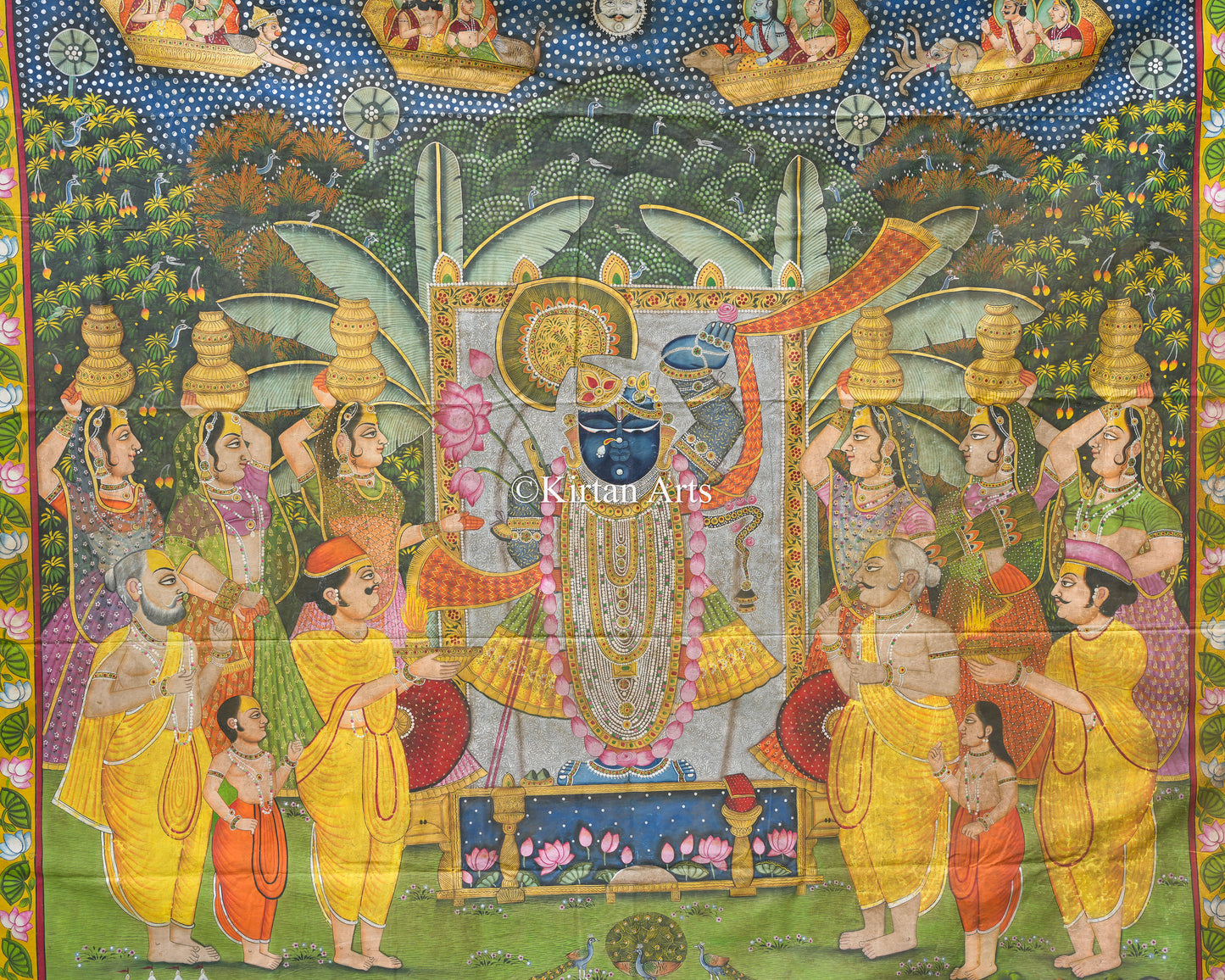 Grand Shrinathji Pichwai Painting | 7x6.5 ft | Antique Finish