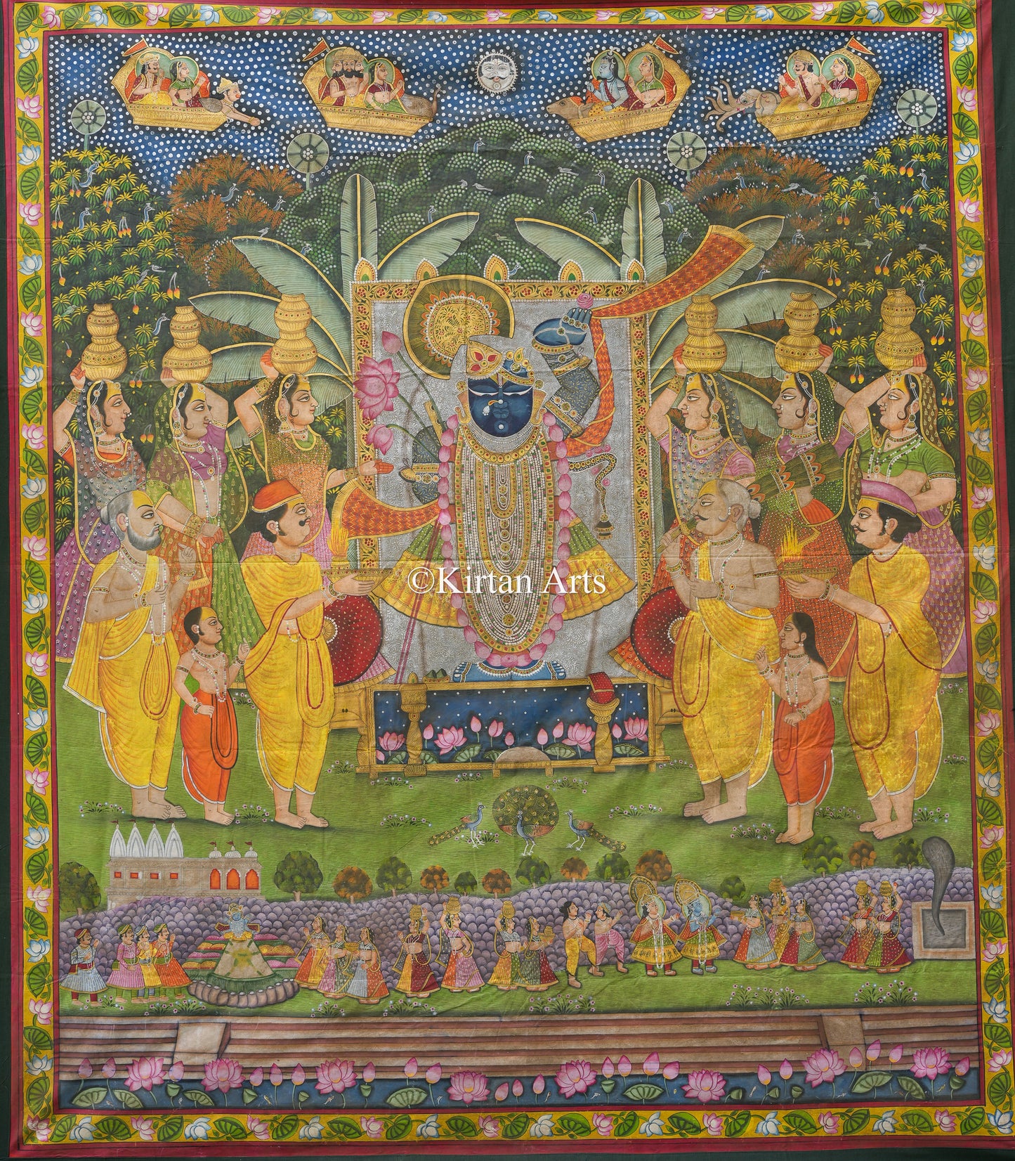 Grand Shrinathji Pichwai Painting | 7x6.5 ft | Antique Finish