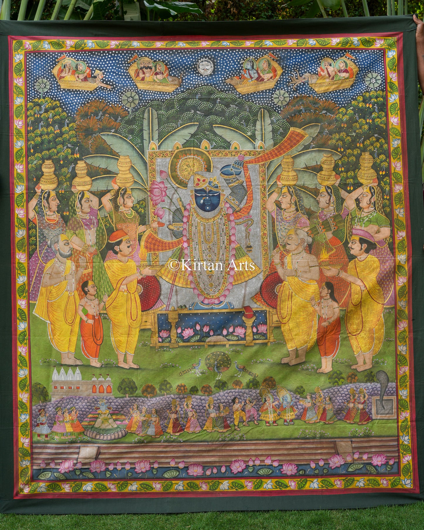 Grand Shrinathji Pichwai Painting | 7x6.5 ft | Antique Finish