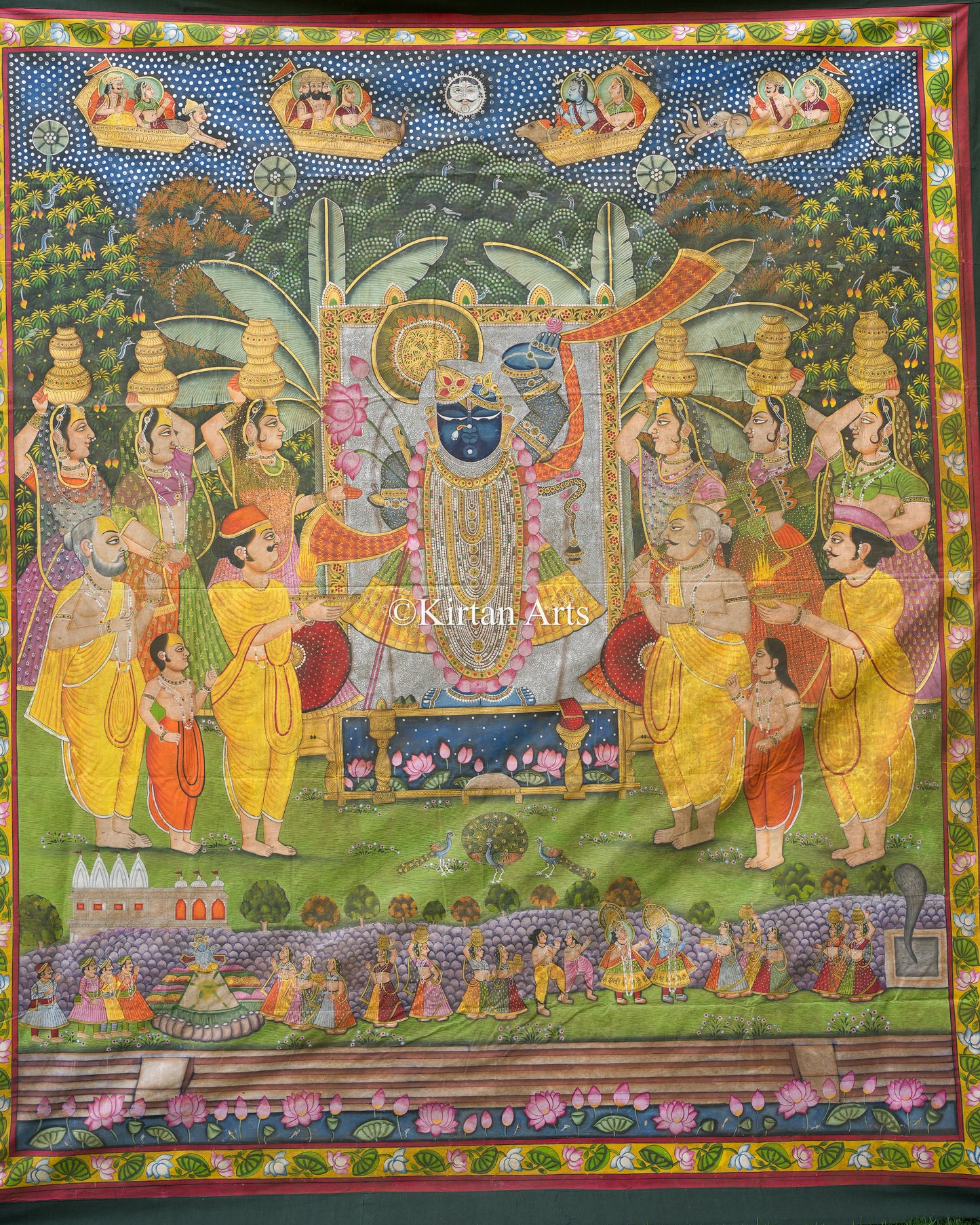 Grand Shrinathji Pichwai Painting | 7x6.5 ft | Antique Finish