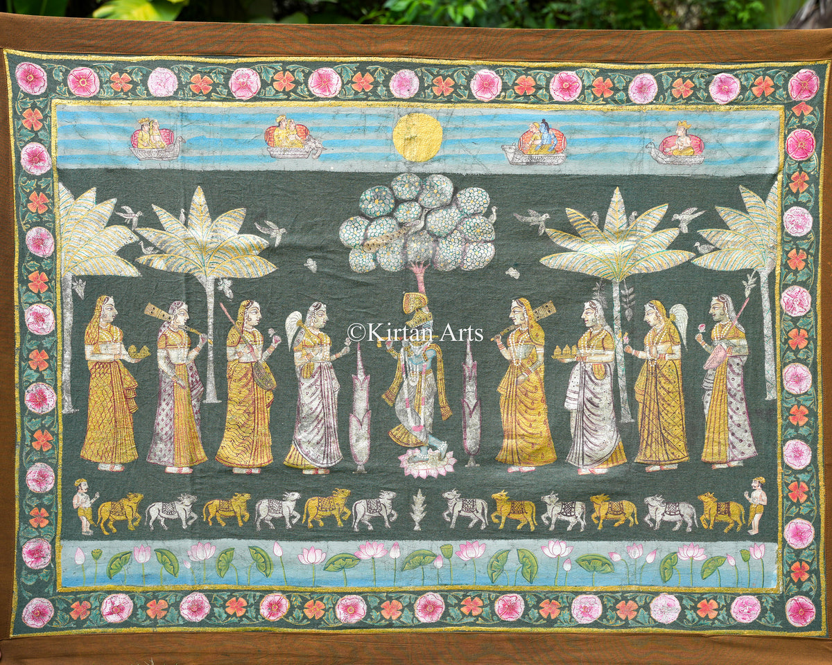 4ft x 3ft Deccan Antique Pichwai – Hand-Painted with Original Silver Leaf