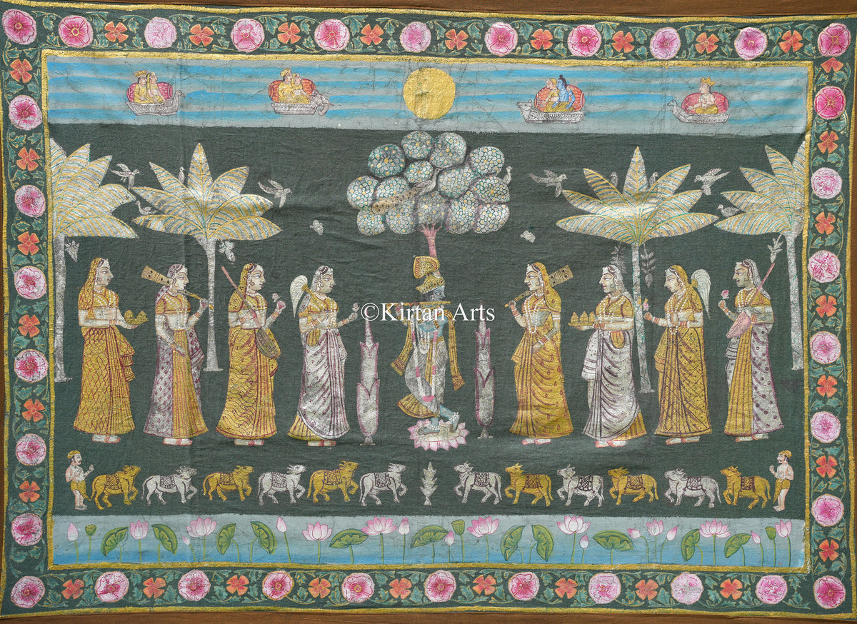 4ft x 3ft Deccan Antique Pichwai – Hand-Painted with Original Silver Leaf