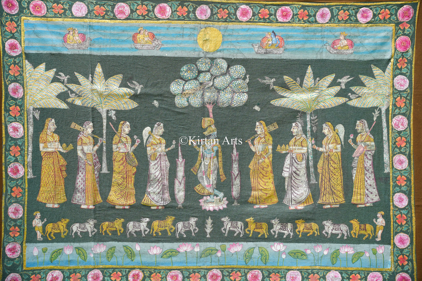 4ft x 3ft Deccan Antique Pichwai – Hand-Painted with Original Silver Leaf