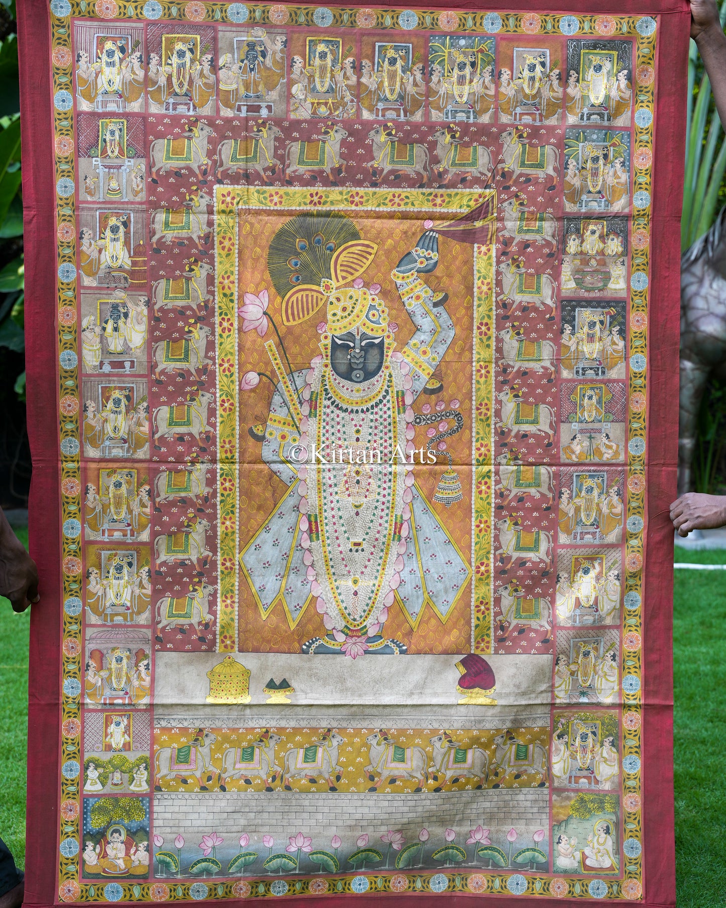 Grand 6ft x 4ft Antique-Finish Pichwai – Shrinathji with 24 Seasonal Shringars