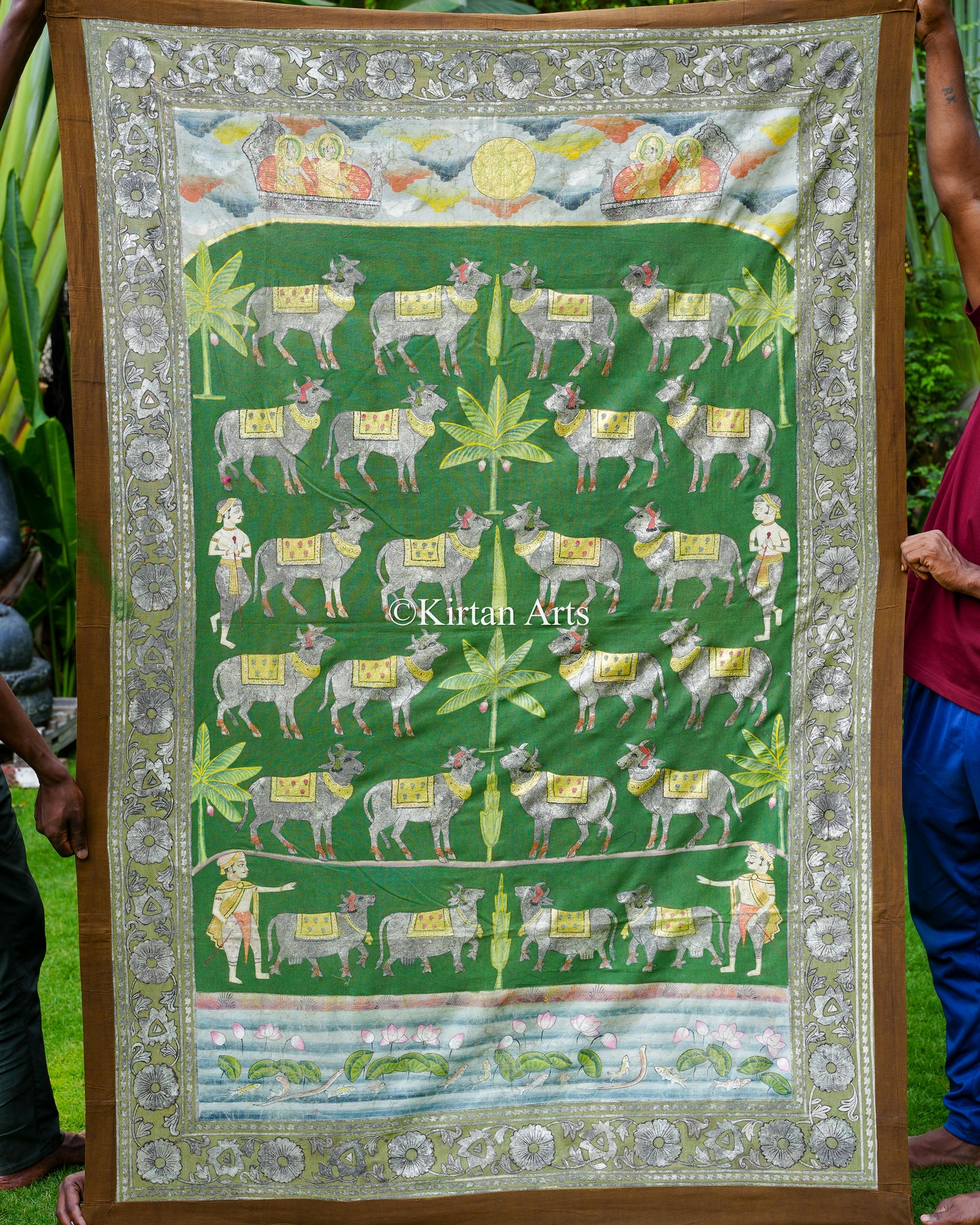 Grand 6ft x 4ft Deccan Antique Pichwai – Original Silver Leaf & Sacred Cow Narrative