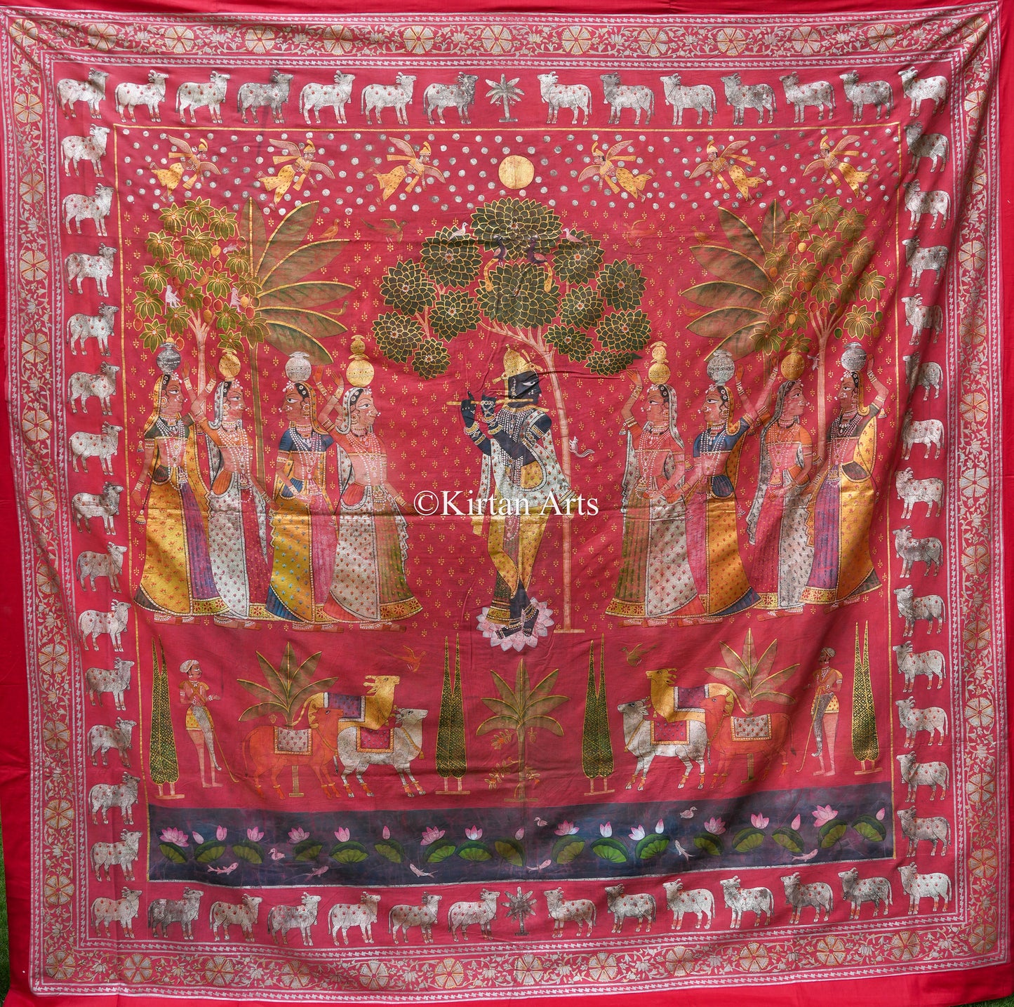 Grand 7.5ft Deccan Antique Pichwai – Original Silver Leaf & Krishna Leela Narrative