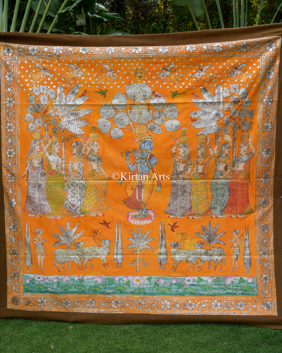 Grand 6.5ft x 6.5ft Deccan Antique Pichwai – Original Silver Leaf & Krishna Venugopal Masterpiece