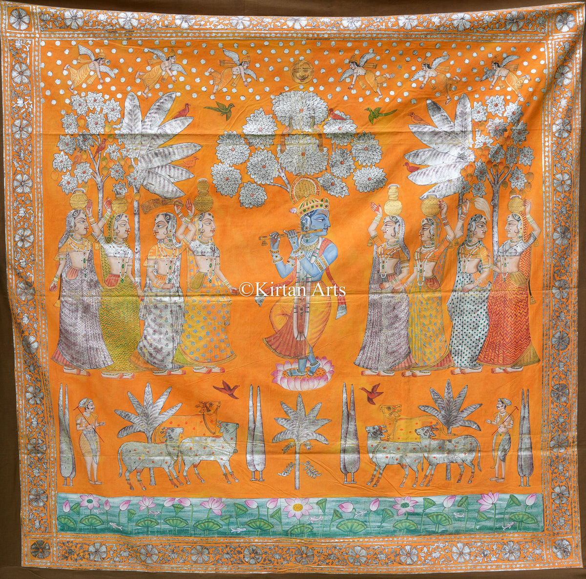 Grand 6.5ft x 6.5ft Deccan Antique Pichwai – Original Silver Leaf & Krishna Venugopal Masterpiece