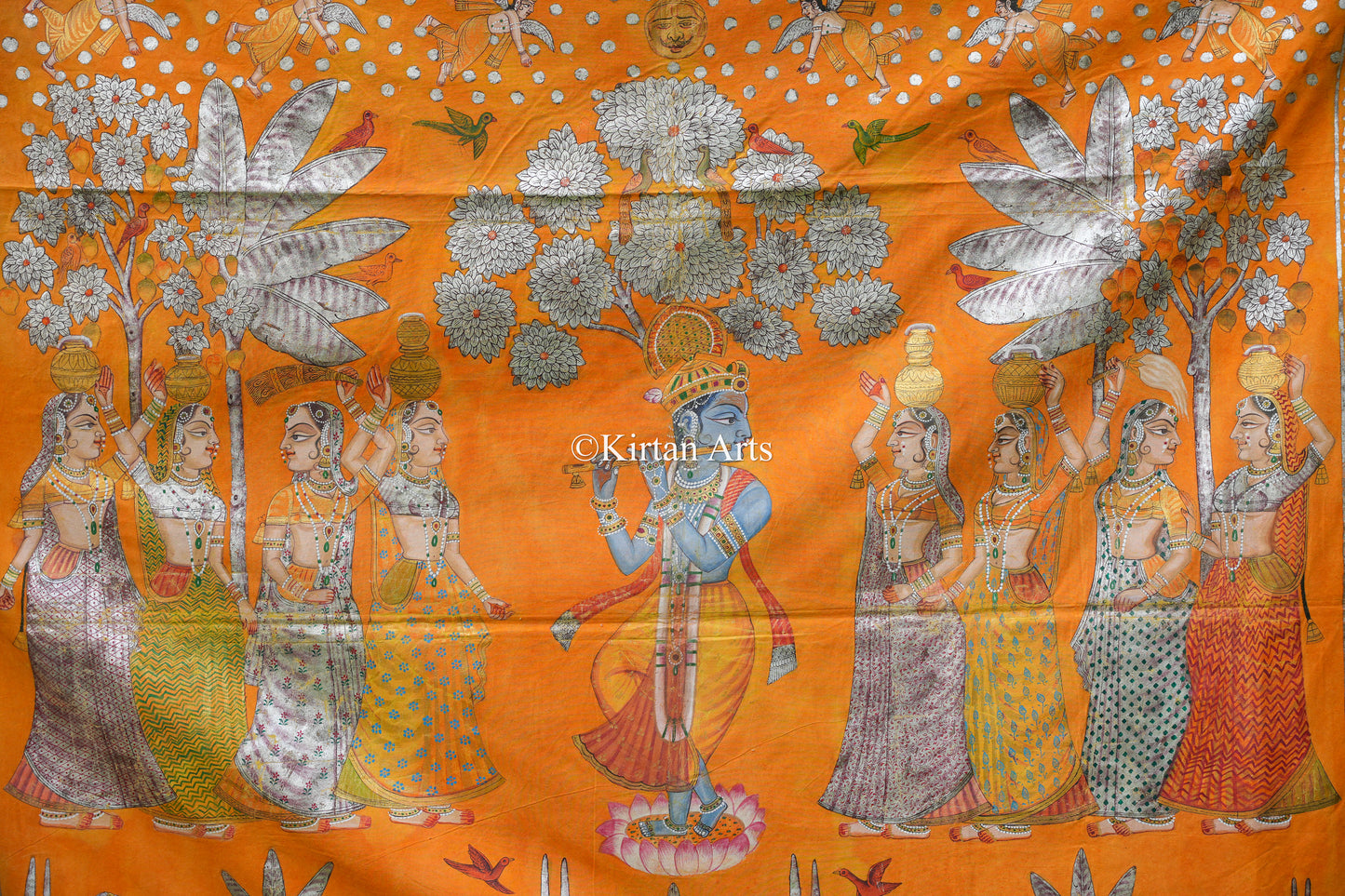 Grand 6.5ft x 6.5ft Deccan Antique Pichwai – Original Silver Leaf & Krishna Venugopal Masterpiece
