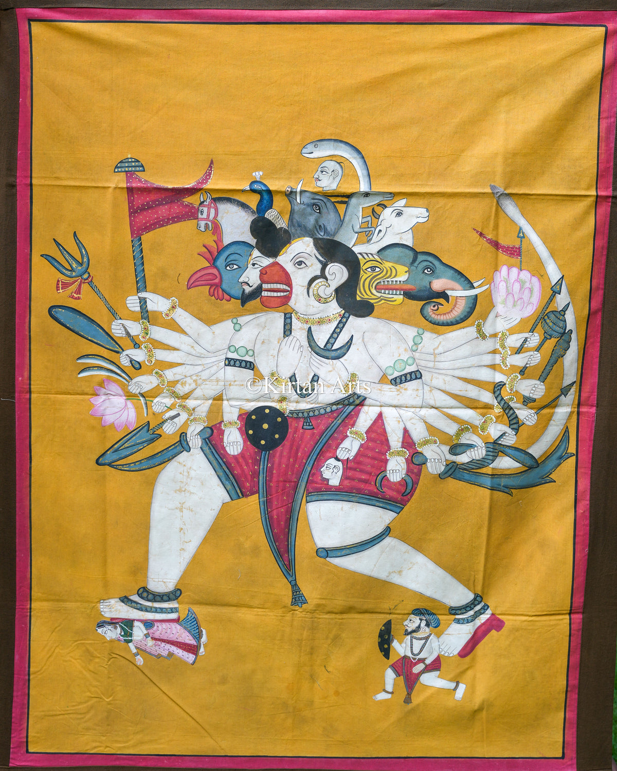 4ft x 3ft Vishwaroopam Hanuman – Hand-Painted Traditional Narrative Folk Art