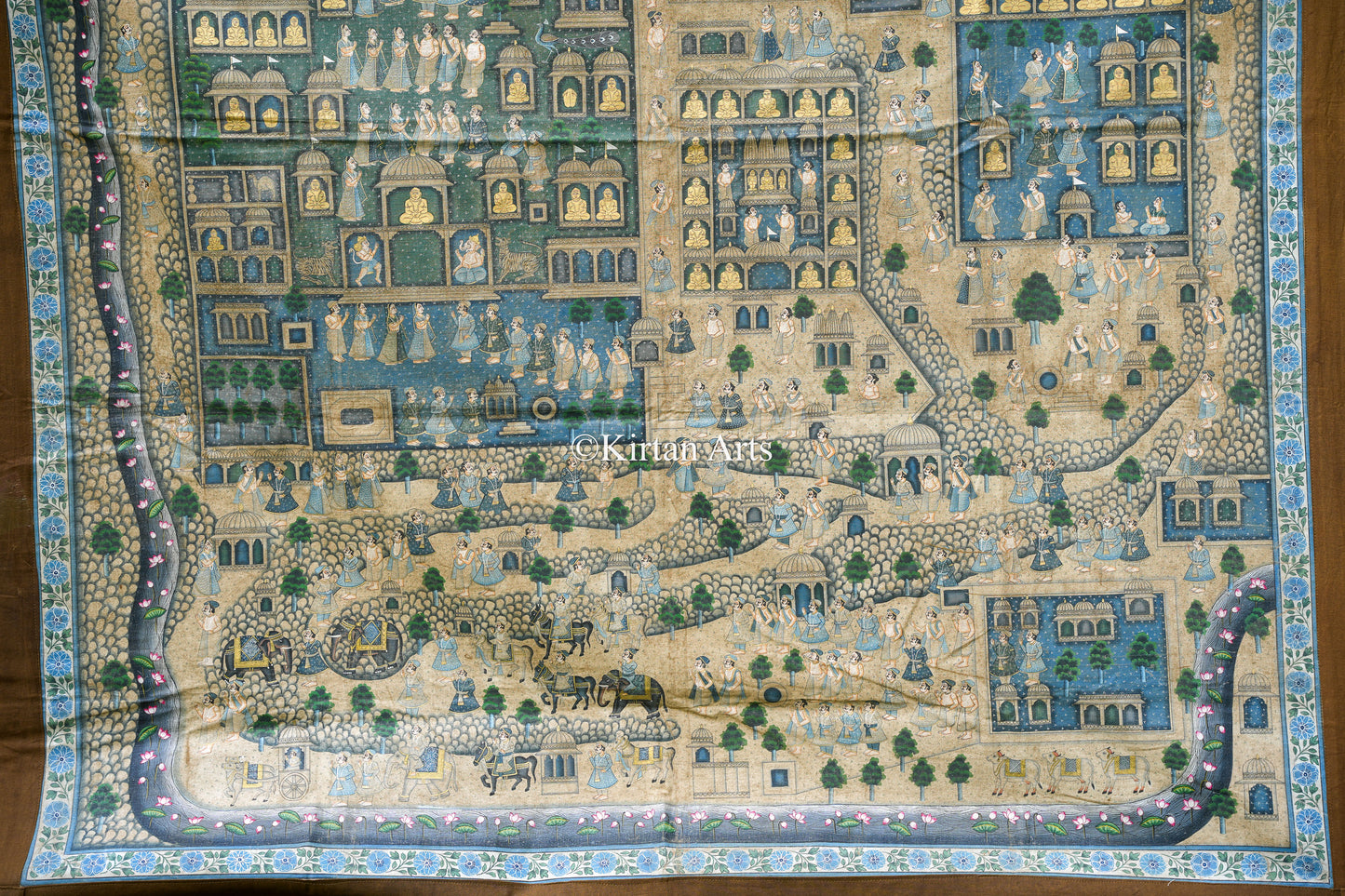Grand 6.5ft x 4ft Palitana Pat – Traditional Hand-Painted Jain Pilgrimage Map