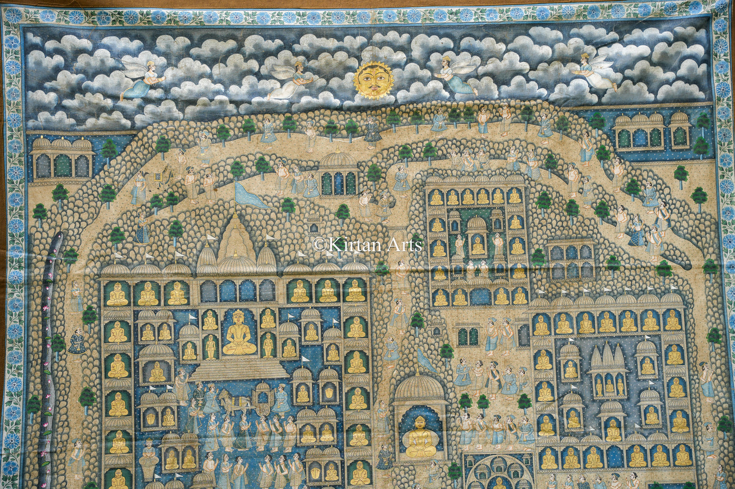 Grand 6.5ft x 4ft Palitana Pat – Traditional Hand-Painted Jain Pilgrimage Map