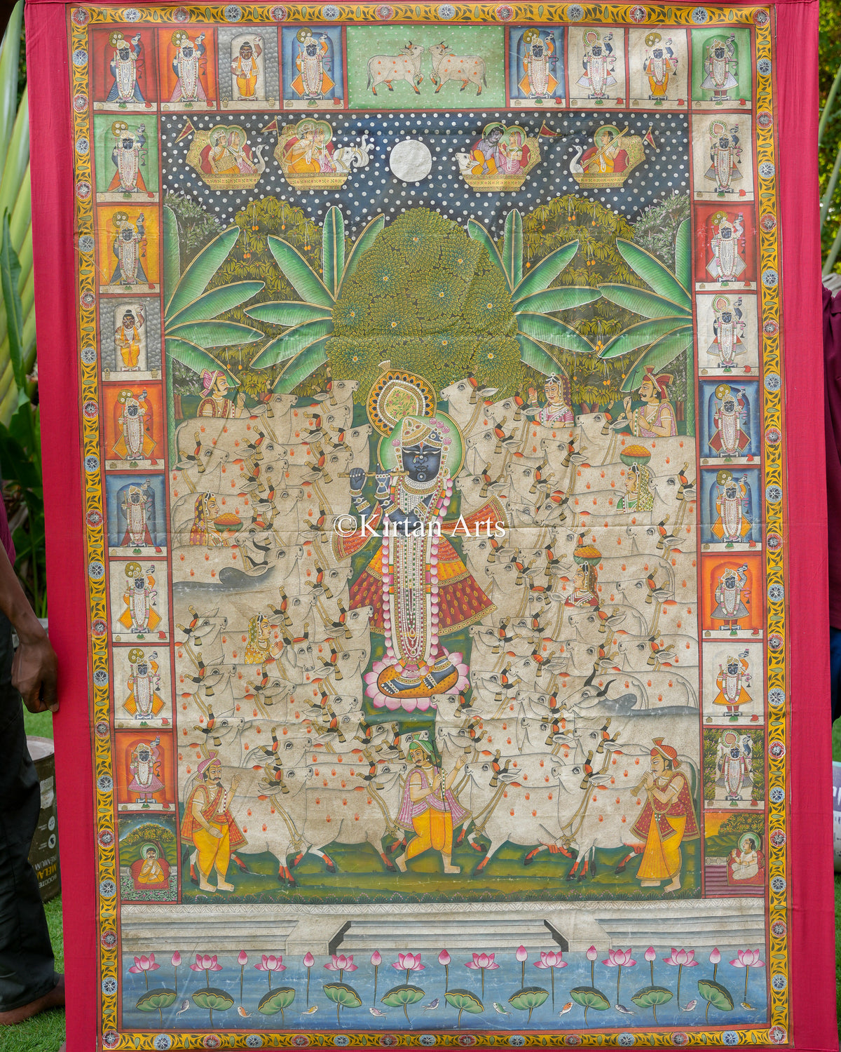 Grand 6ft x 4ft Gopashtami Pichwai – Shrinathji with 24 Seasonal Shringars