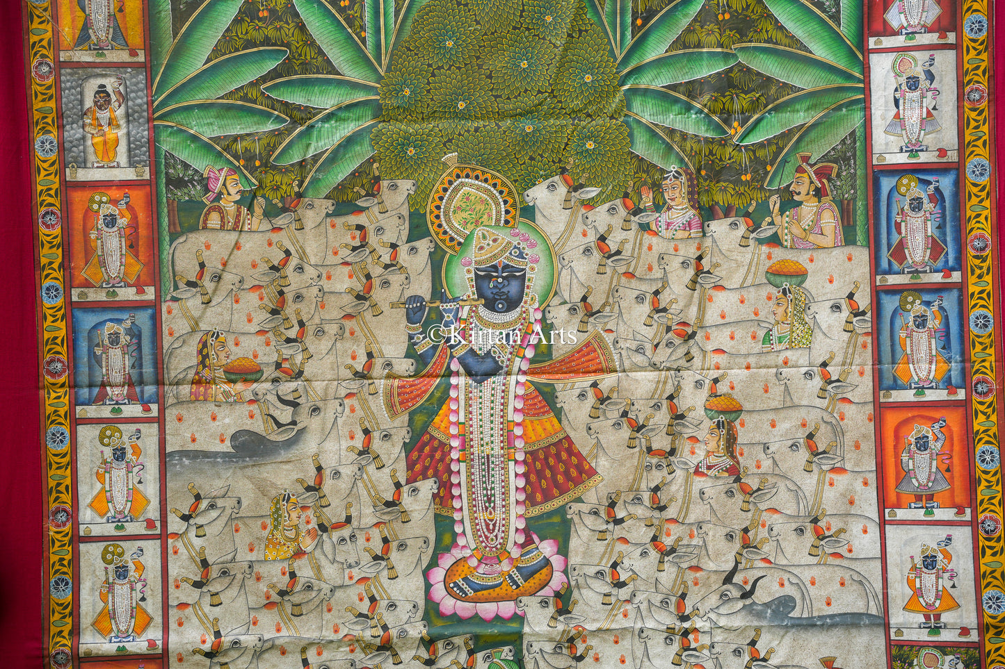 Grand 6ft x 4ft Gopashtami Pichwai – Shrinathji with 24 Seasonal Shringars